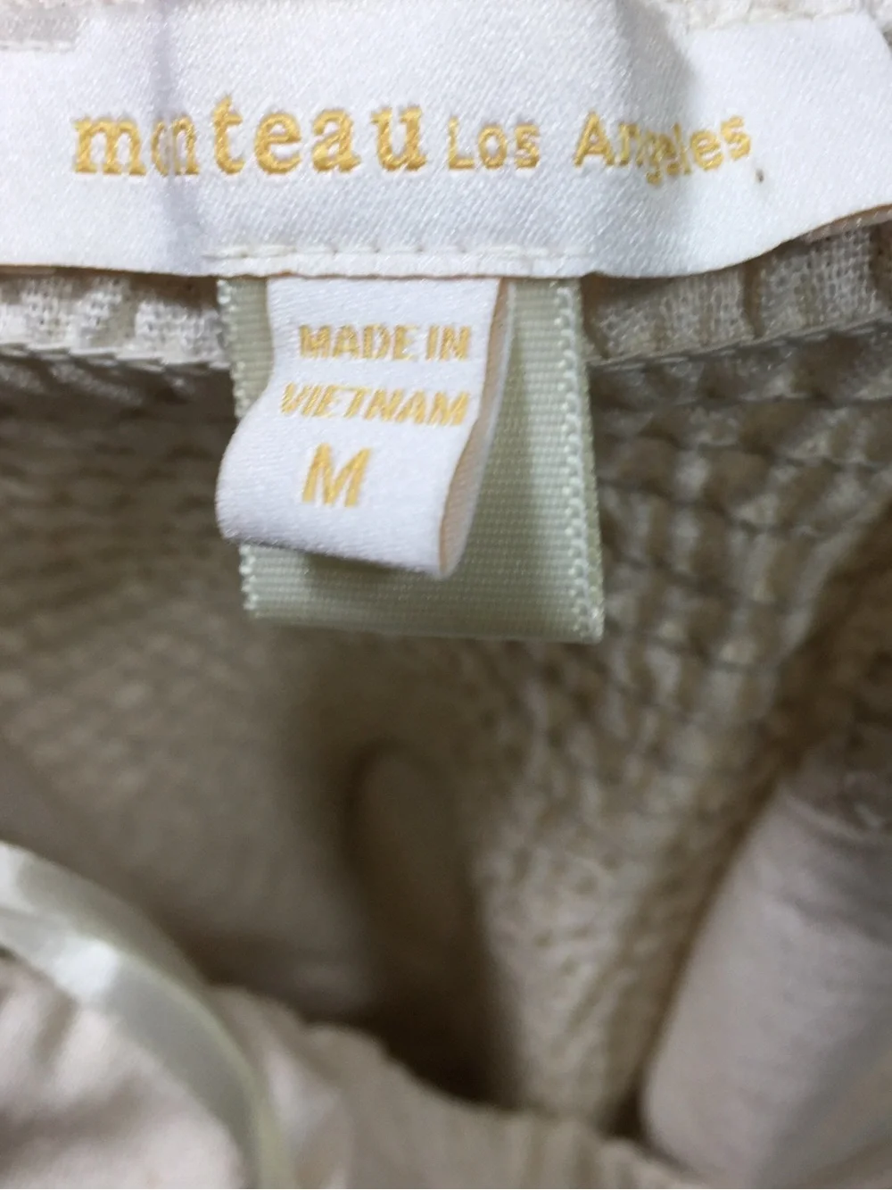 Monteau Linen Strapless Pleated Strapless Mini Dress Beige Medium